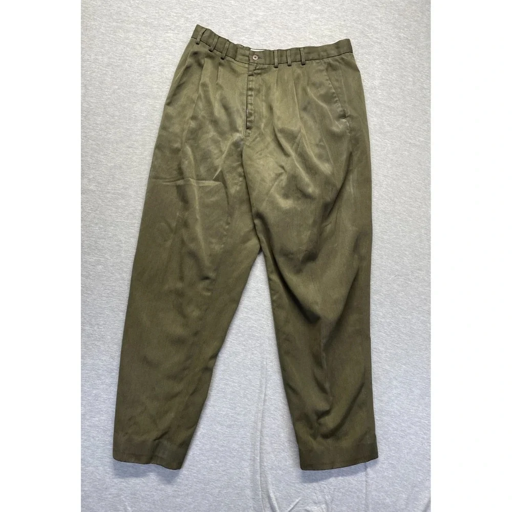 Officer Gentleman Dress Pants Mens 40x34 (Fits 36x31) Green Pleated Straight Leg